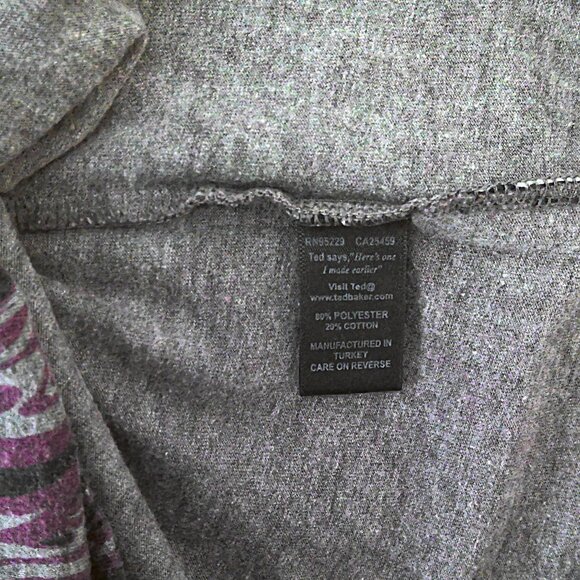 Ted Baker London Top Soft Tee Short Sleeve Stretch Purple & Gray Sz 4 US Sz M - Picture 6 of 7